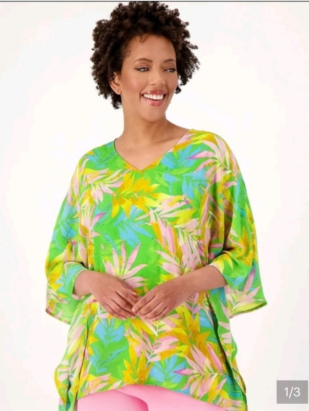 Belle by Kim Gravel Woven Aloha Poncho Hawaiian Palms - XS